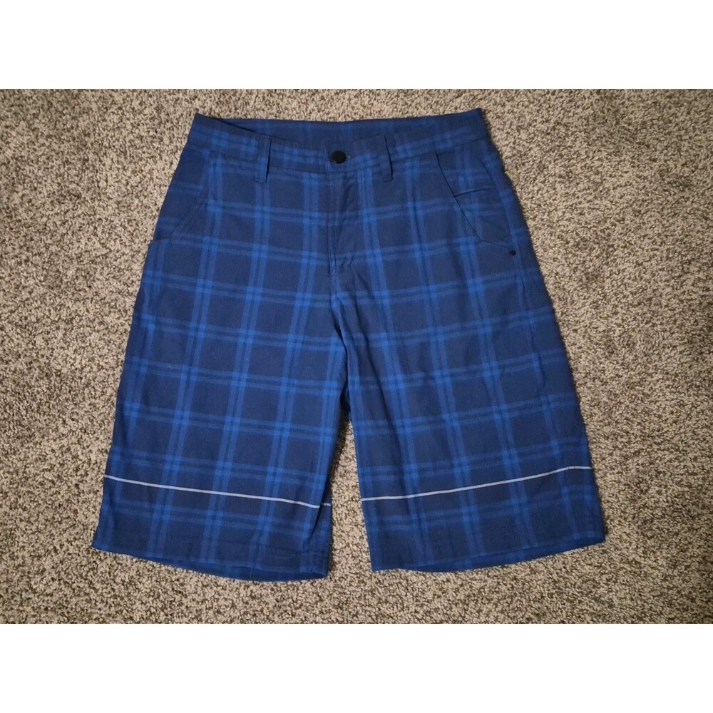 Lululemon Shorts Kahuna Shorts Mens 30 Blue Plaid Pockets Zip Flat Front Golf
